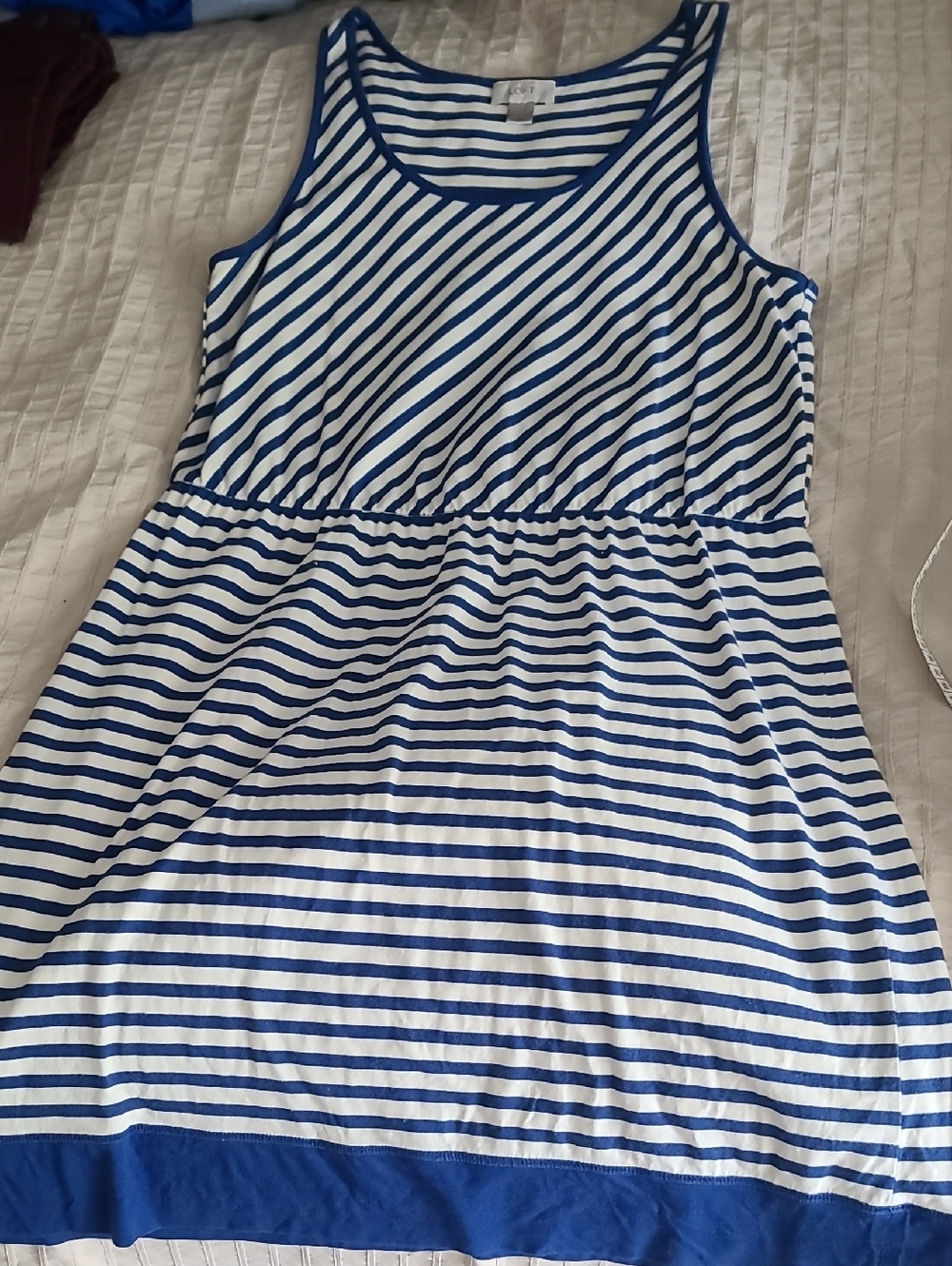 LOFT Blue and White Striped Tank Top